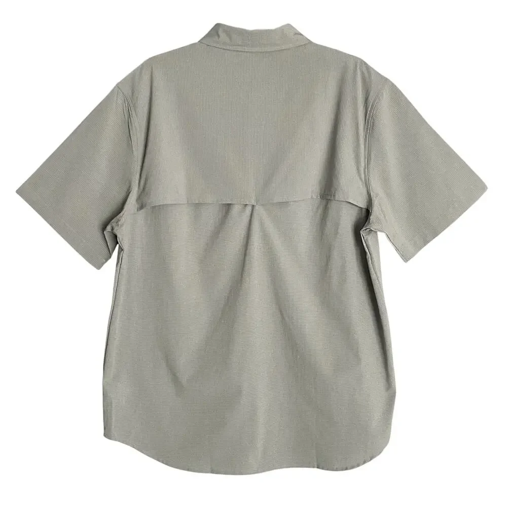 Antigua Texas A&M Shirt Activate Woven Short Sleeve Button-Up Shirt Gray NEW - Picture 6 of 14